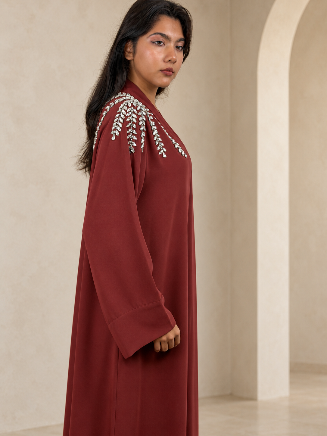 Abaya Luxe Perlée avec Ceinture